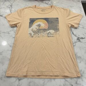 Pacsun PS / LA Wave Sunset Graphic T-Shirt Size S Boho Retro Beachy Cream